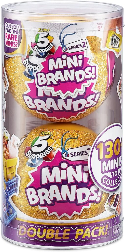 5 Surprise Mini Brands Series 2 by ZURU (2 Pack) Amazon Exclusive Mystery Real Miniature Brands Collectible Toy Capsule - Gold ( PVC Tube Packaging)