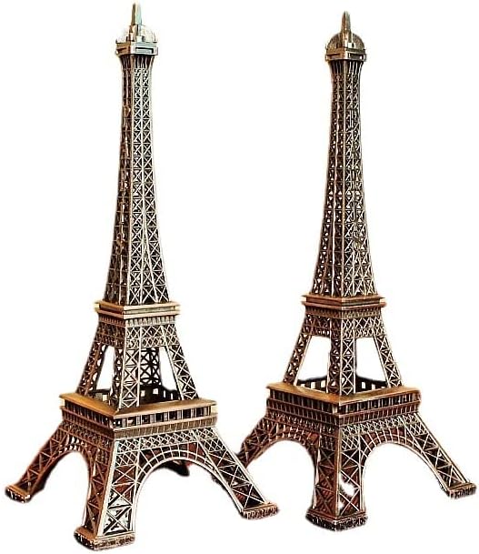 Chinshwehaw Eiffel Tower Statue Decor 7 Inch Alloy Metal Collectible Figurine Replica Souvenir Room French Eiffel Tower Party Decoration Table Stand Holder Gift for Cake Topper