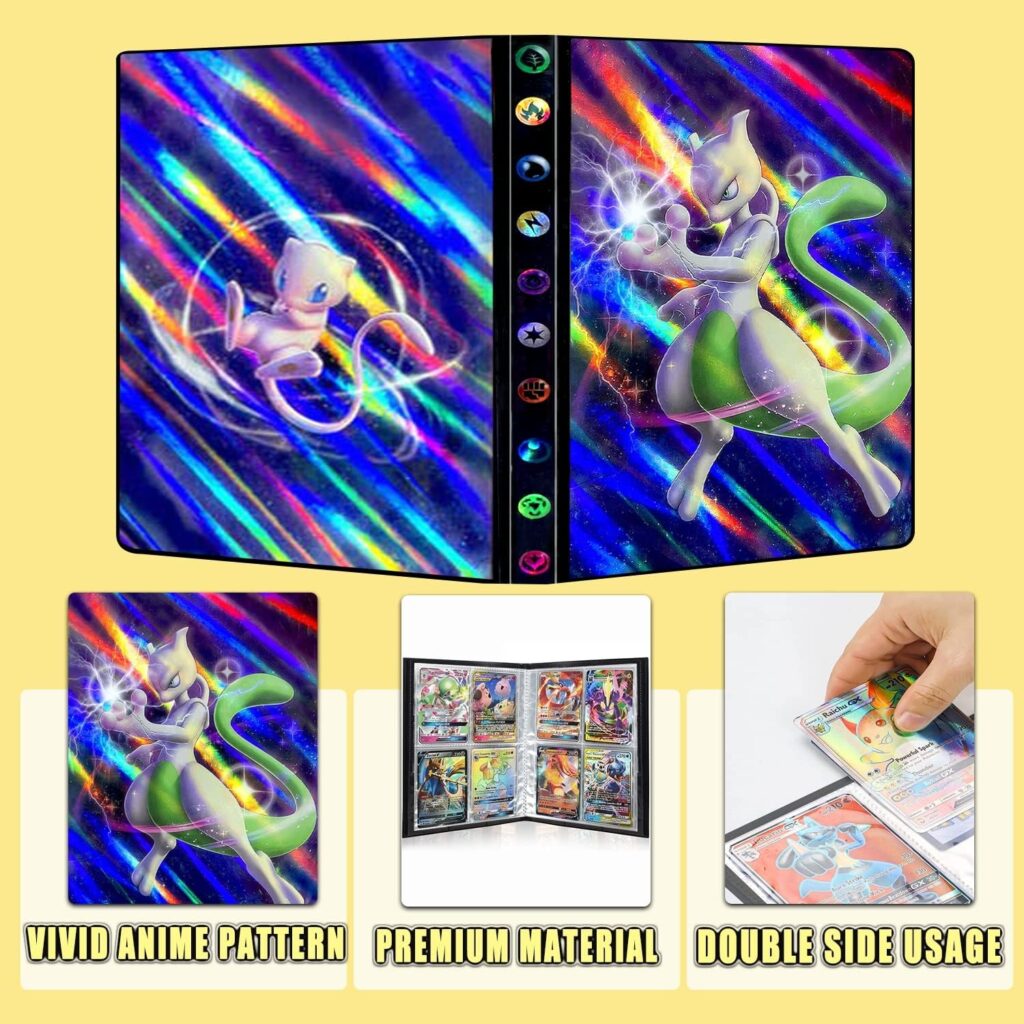 Hard Cover Trading Card Holder Shiny Card Album, Premium Protection Folder Book Collectible Card Binder, 4-Pocket with 30-Pages 240-Trading Cards Capacity(G01)