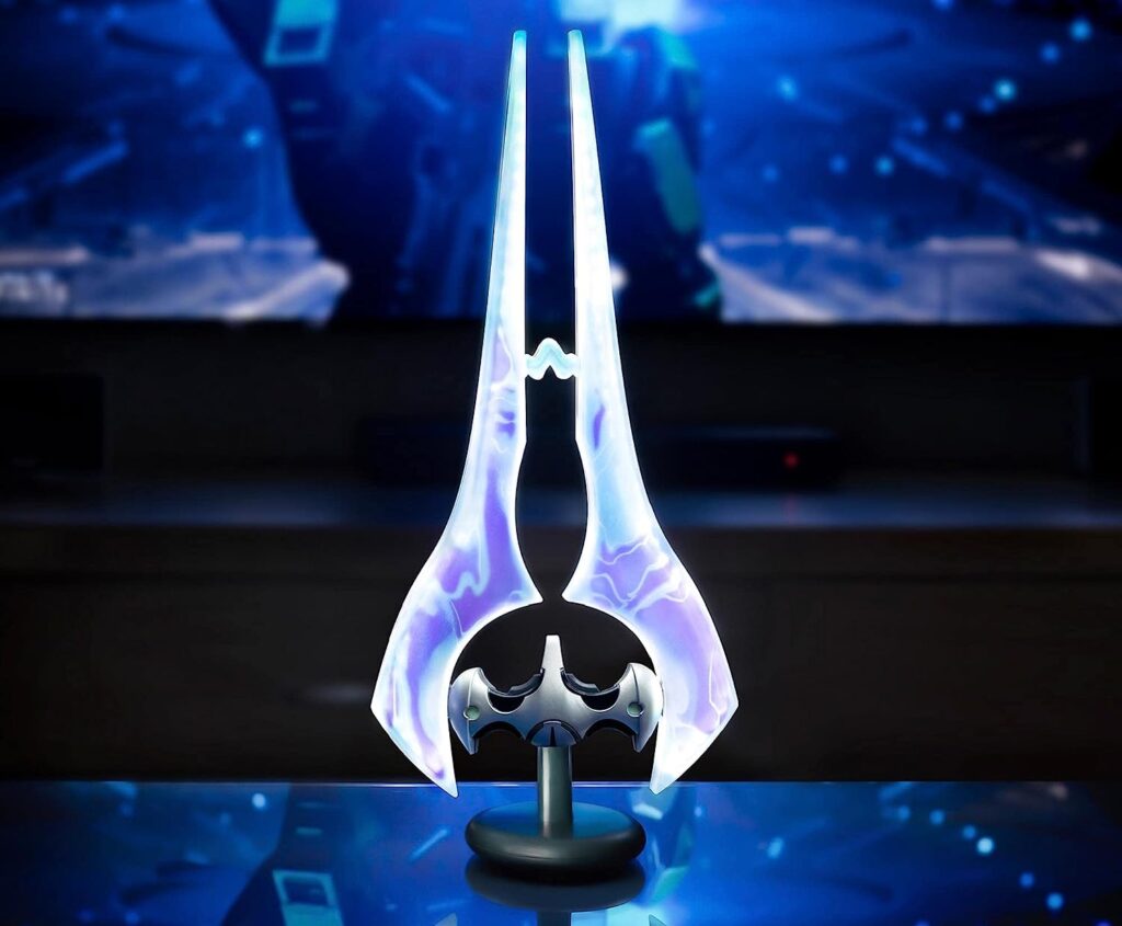 Ukonic Halo Light-Up Covenant Energy Sword Collectible Desktop Lamp With LED Light | Video Game-Themed Room Essentials | Bedside Table Lamp, Home Decor Accessories | 14 Inches Tall