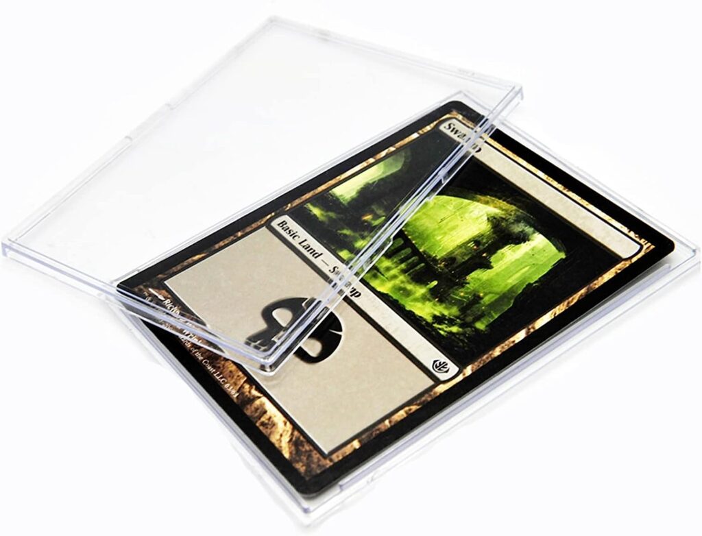 UTCTBC Cards Sleeves Top Loaders 10 Hard Acrylic Card Protector Clear Card Brick + 2 Display Stand Fit for Trading Cards,Standard Sports Cards,Baseball Card Holder Cases Collectibles Card Protectors