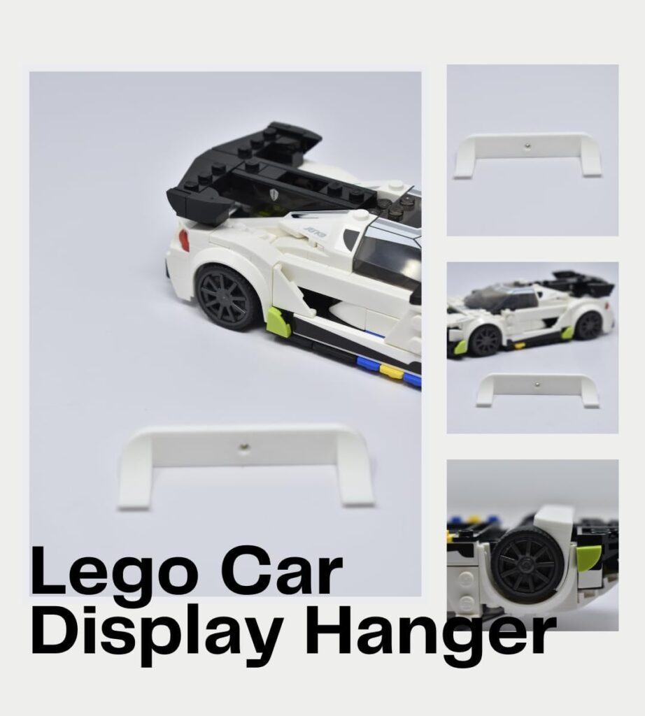 Low Profile Collectible Car Display Wall Mount | Compatible with Lego Car Models | Display Cars by Wheel on Wall | Made in USA (White 5-Pack)