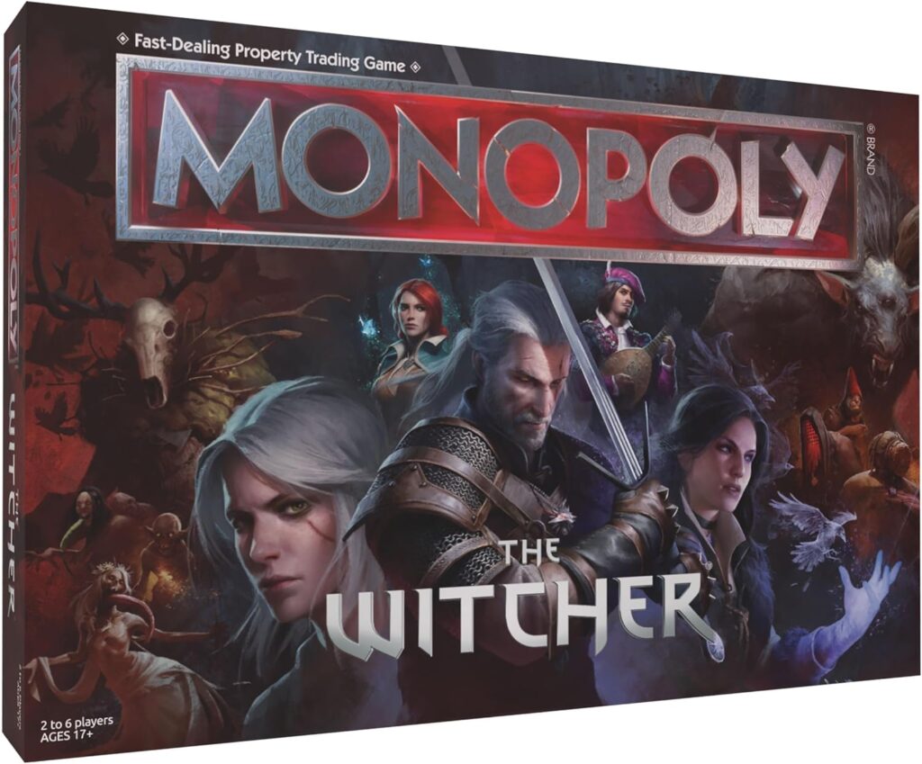 Monopoly The Witcher | Play as Crystal Skull, Flaming Book, Kaer Morhen, Lute and More | Officially Licensed Collectible Game Based On Popular Video Game Franchise