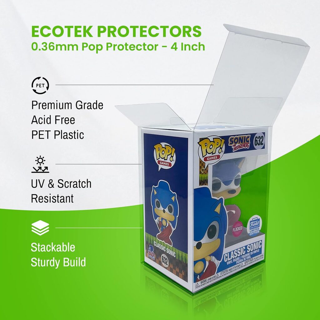 (20 Pack) EcoTEK Protectors Pop Protector Compatible with - 4 Inch Funko POP! Figures, Strong, Clear Pop Case, Acid Free