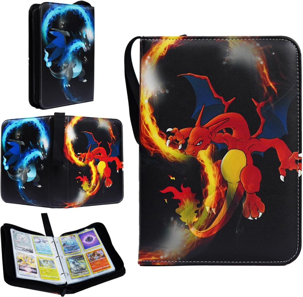 GOT-EX 4 Pocket Trading Card Binder, Card Collection Binder with 50 Removable Sheets Holds 400 Cards, Waterproof 3 Ring Binder for Games, Baseball and Collectable Cards with Pocket Size 2.7x3.6 Inch