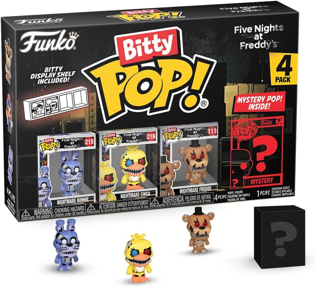 Funko Bitty Pop!: Five Nights at Freddys Mini Collectible Toys 4-Pack - Nightmare Bonnie, Nightmare Chica, Nightmare Freddy  Mystery Chase Figure (Styles May Vary)