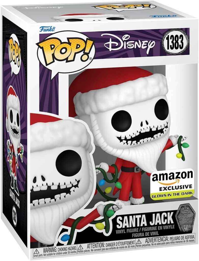 Funko Pop! Disney: The Nightmare Before Christmas 30th Anniversary - Santa Jack (Glow in The Dark), Amazon Exclusive