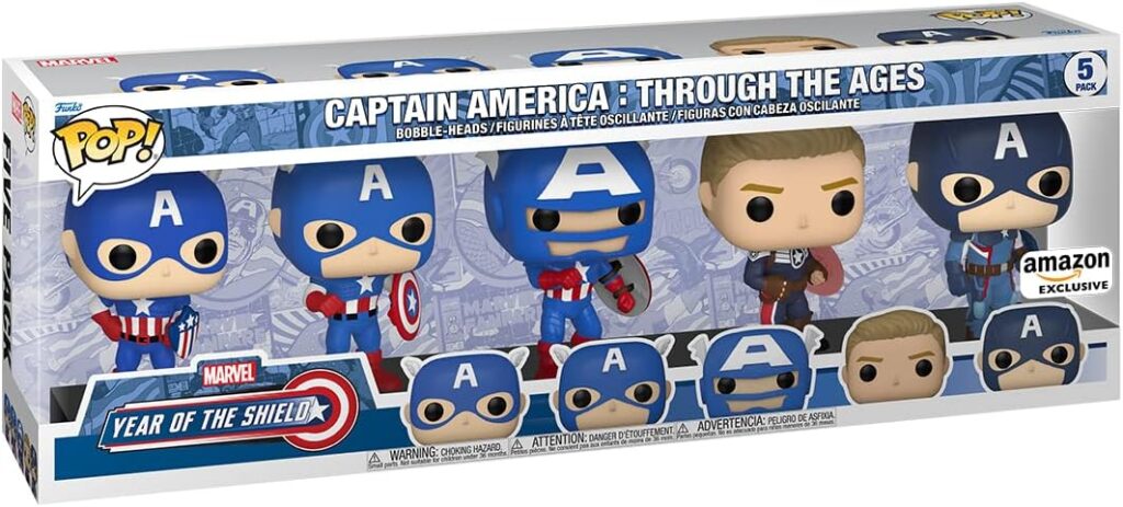 Funko Pop! Marvel: Year of The Shield - Captain America Through The Ages 5 Pack, Amazon Exclusive