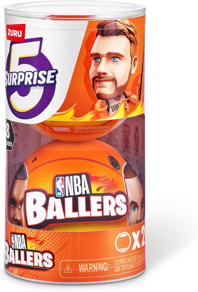 5 Surprise NBA Ballers Series 1 (2 Pack) Toy Mystery Capsule Figurine by ZURU for Kids, Teens, Adults- Players Like Luka Dončić, LaMelo Ball, Jayson Tatum, James Harden and Kevin Durant