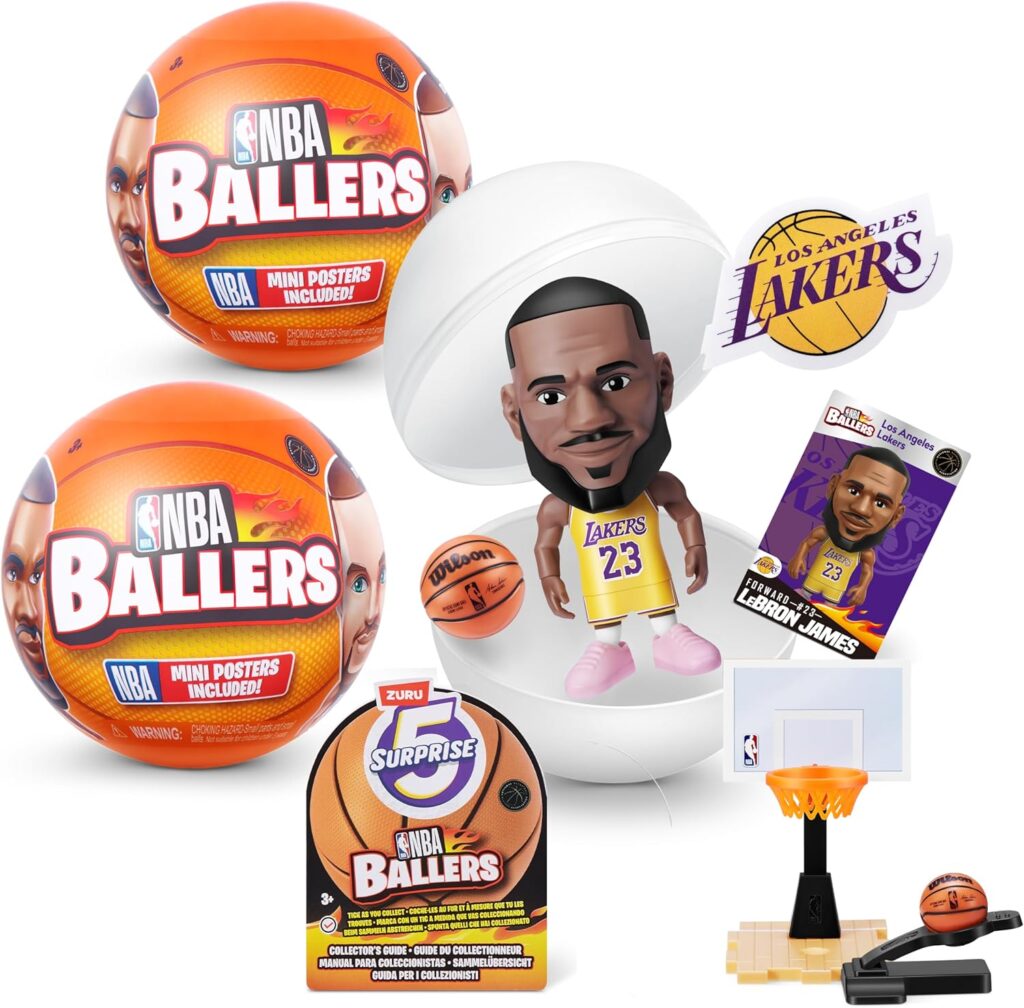 5 Surprise NBA Ballers Series 1 (2 Pack) Toy Mystery Capsule Figurine by ZURU for Kids, Teens, Adults- Players Like Luka Dončić, LaMelo Ball, Jayson Tatum, James Harden and Kevin Durant