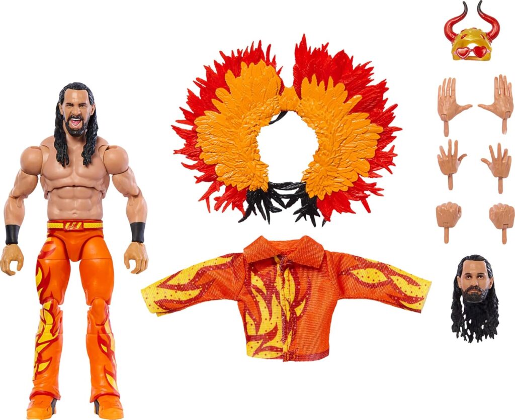 Mattel WWE Ultimate Edition Action Figure Seth Rollins Fan Takeover Collectible with Interchangeable Accessories, Extra Heads  Swappable Hands