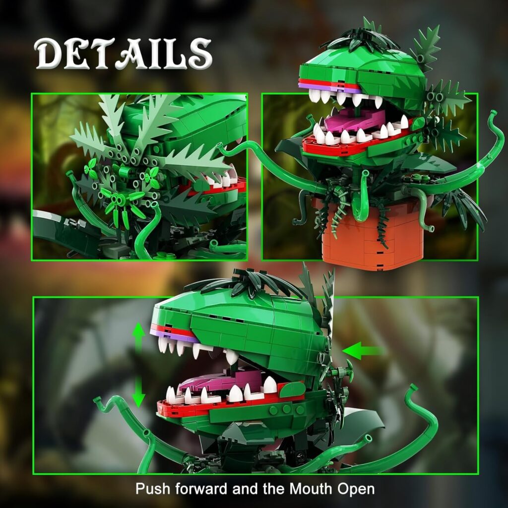 Millionspring Audrey II Piranha Plant Flower Building Kit Toys,Little Shop of Horrors Cannibal with Openable Mouth Collectible Gift for Tv Fans Friends Birthday Christmas Halloween(457pcs)