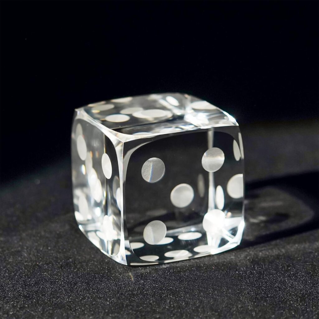 QFkris 2 Glass Polyhedral Dice Block Paperweight Decorative 3D Laser Etched Clear Crystal Art Cube Figurines Collectibles,Clear